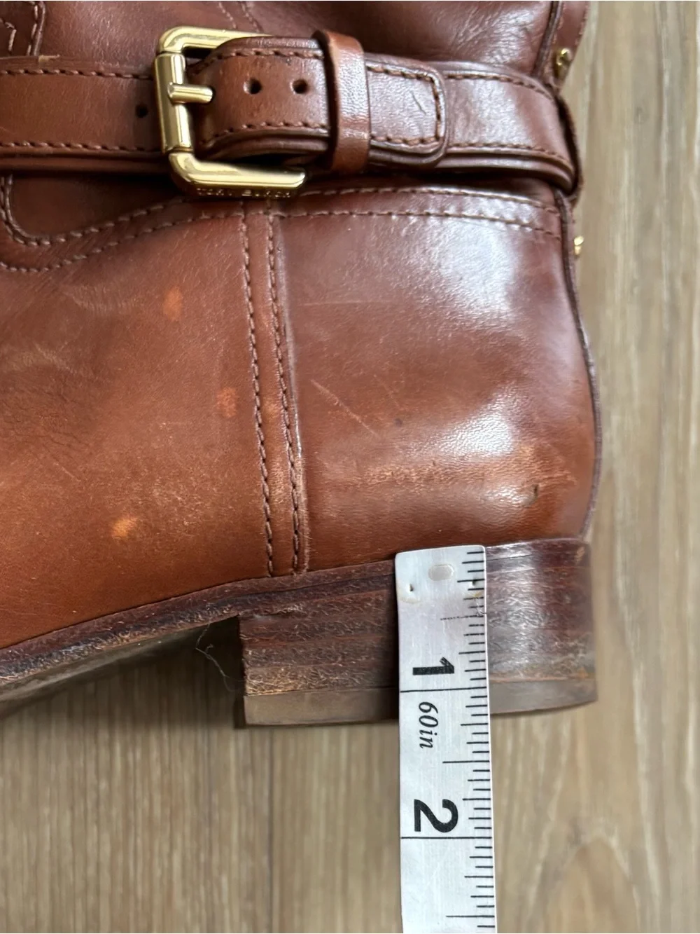 Tory Burch Riding Boots Brown Leather Logo Womens US 7.5 Classic Cowgirl Preppy